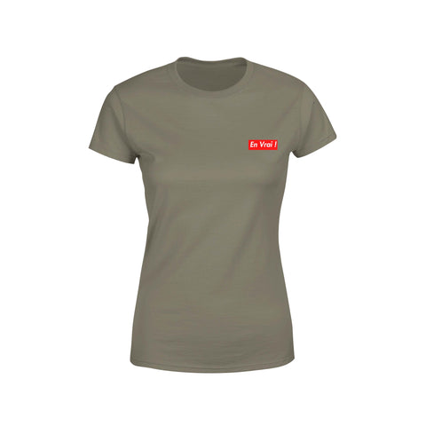 T SHIRT FEMME COL ROND - KAKI NUDE